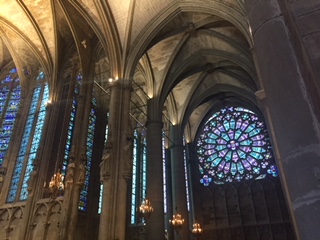 Stained glass window in St. Nazaire Basilica, Carcassonne, France